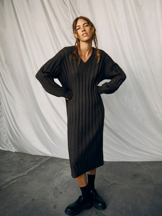 OBJALICE Dress - Dark Grey Melange
